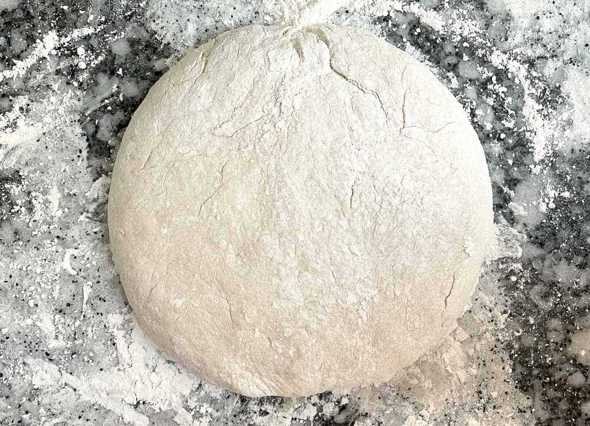 Dough formed into a disc. 