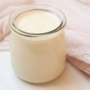 Alfredo sauce without cream in small jar.