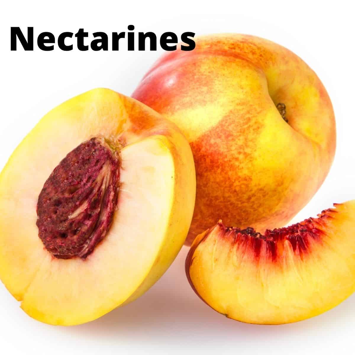 Nectarine cut open to see pit. 