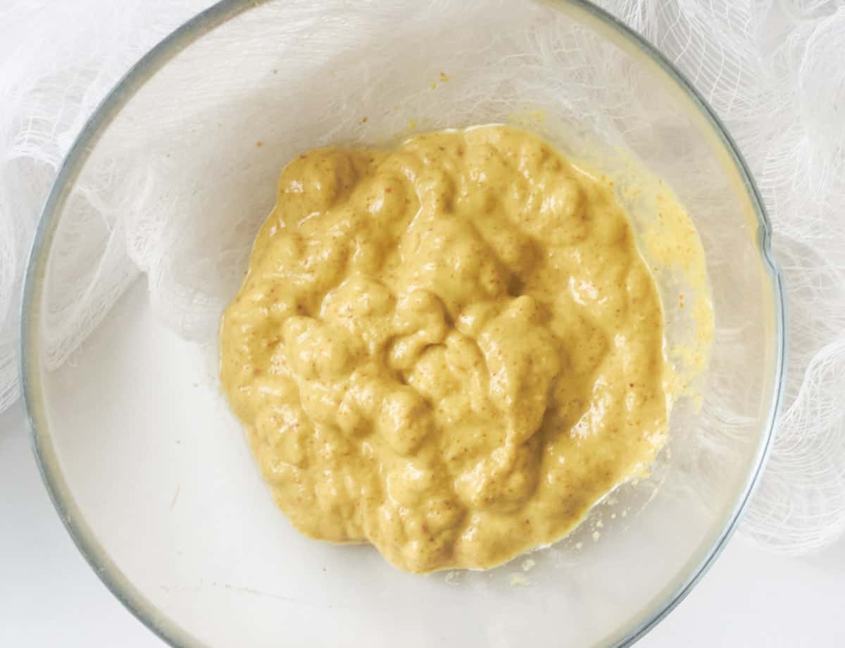 Dijon mustard in glass bowl. 