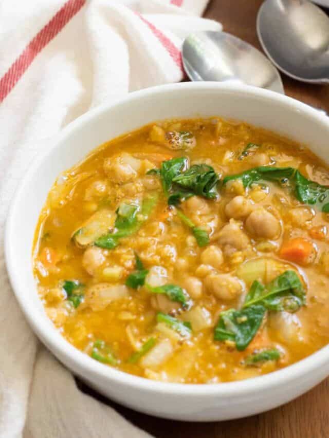 Greek Chickpea Soup with Spinach