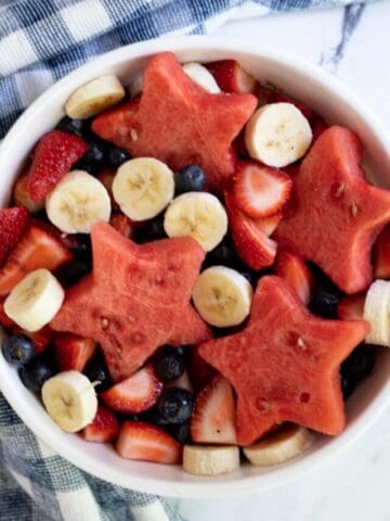 Independence Day fruit salad with watermelon stars.