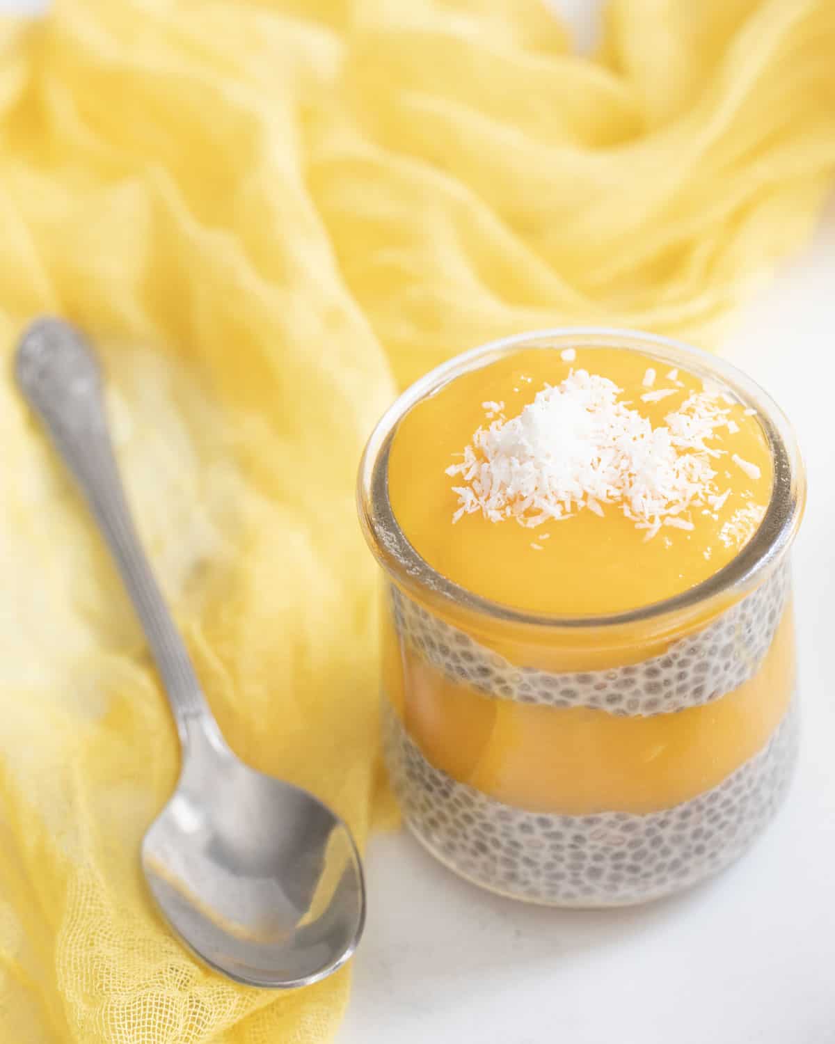 Cup of chia mango pudding. 