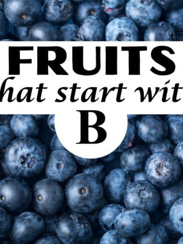 A bunch of blueberries with the title, "Fruits that Start with B."