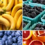 Fruits that Start with B: banana, blackberries, blueberries, blood oranges.