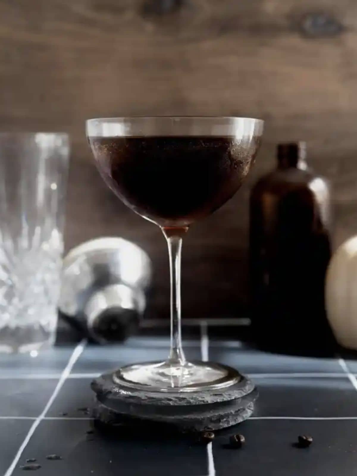 Espresso pumpkin cocktail in glass.