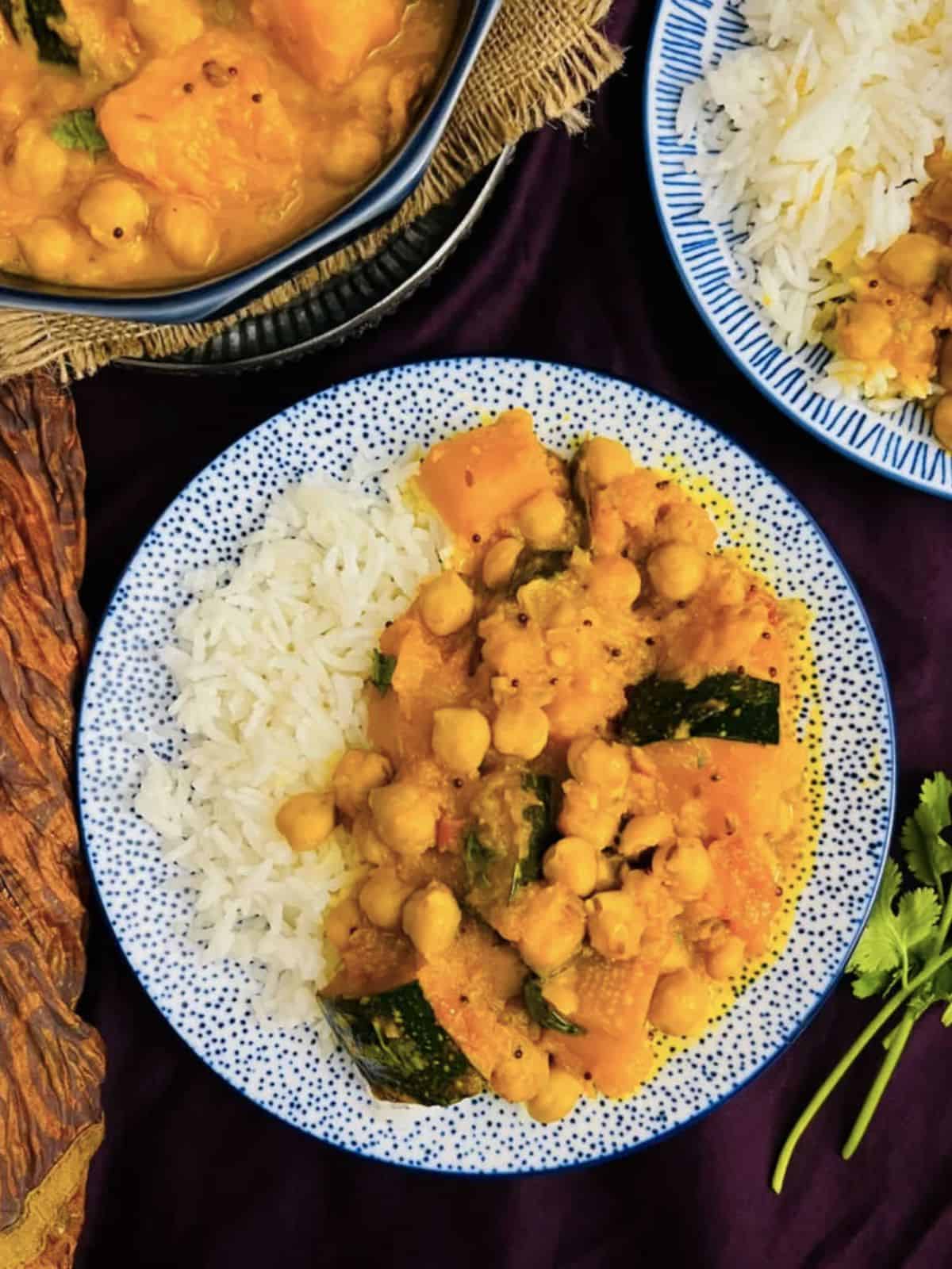 Pumpkin and chickpea curry.
