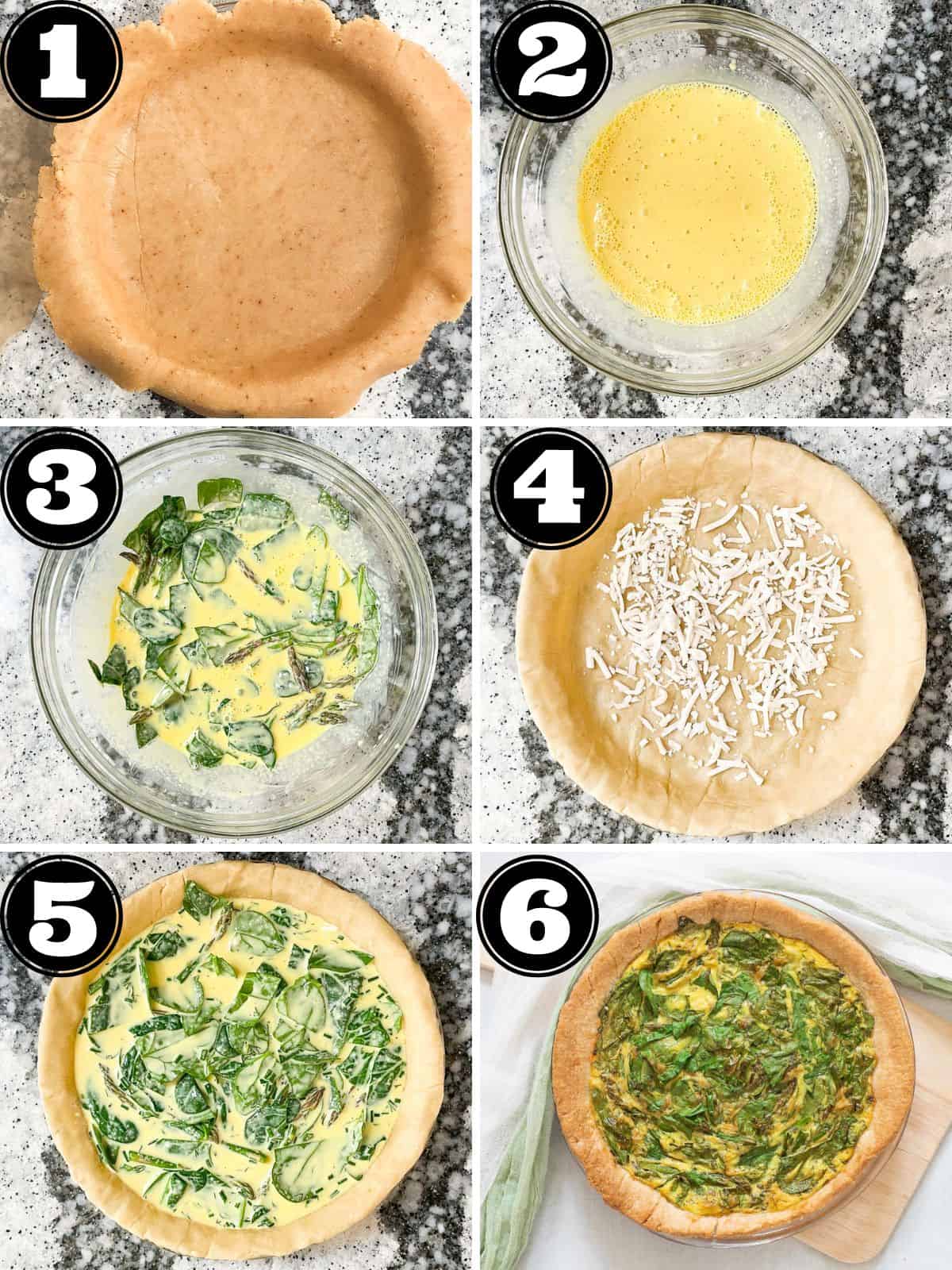 Photo steps of making a just egg quiche.