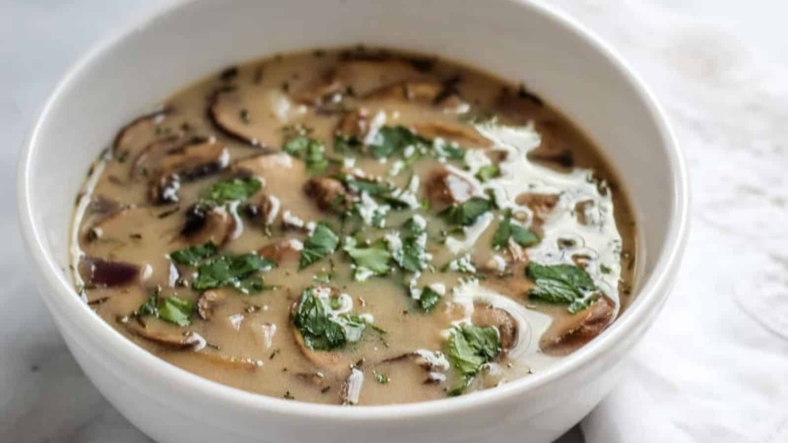 Bowl of mushroom soup.