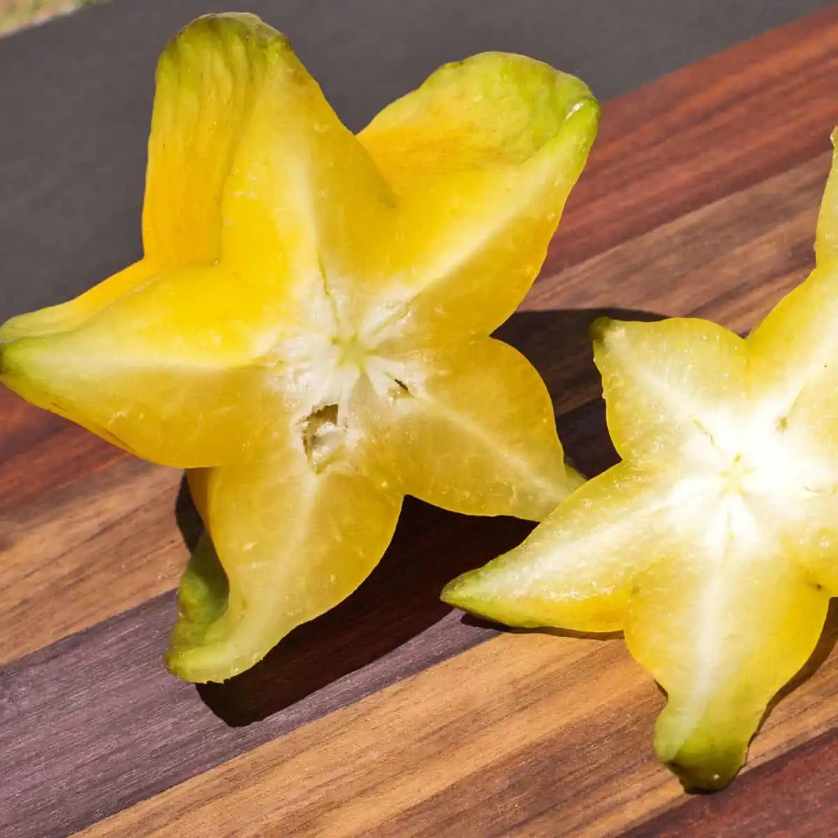 Starfruit cut in half.

