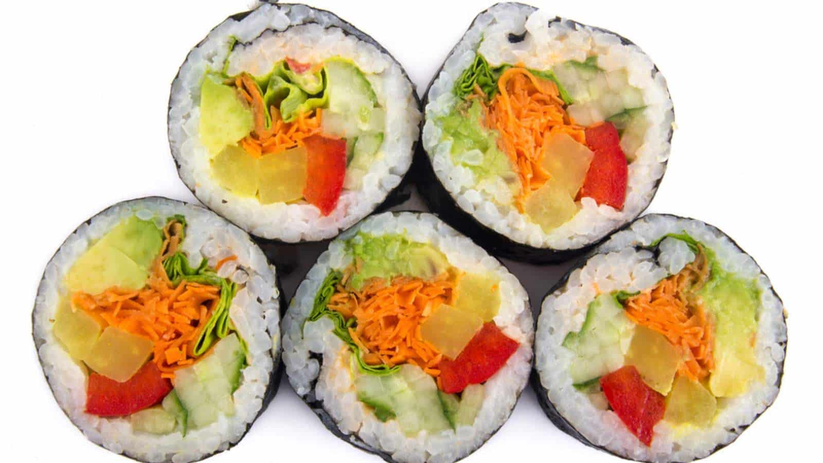 Veggie sushi rolls.
