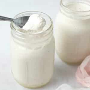 Almond milk yogurt in mason jars.