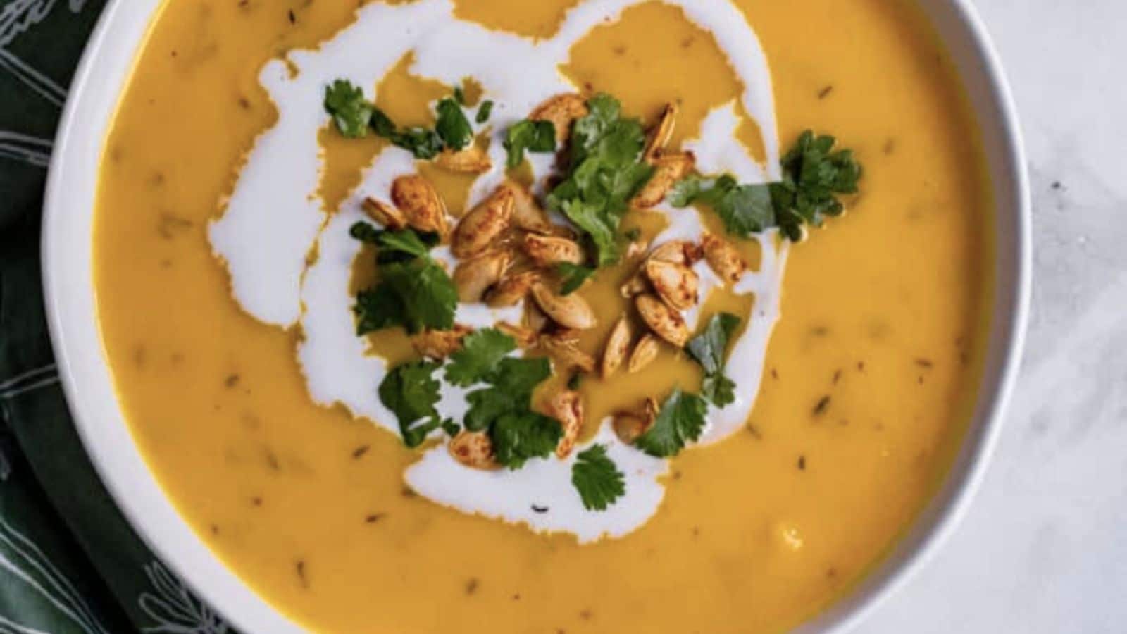 Butternut squash and carrot ginger soup.

