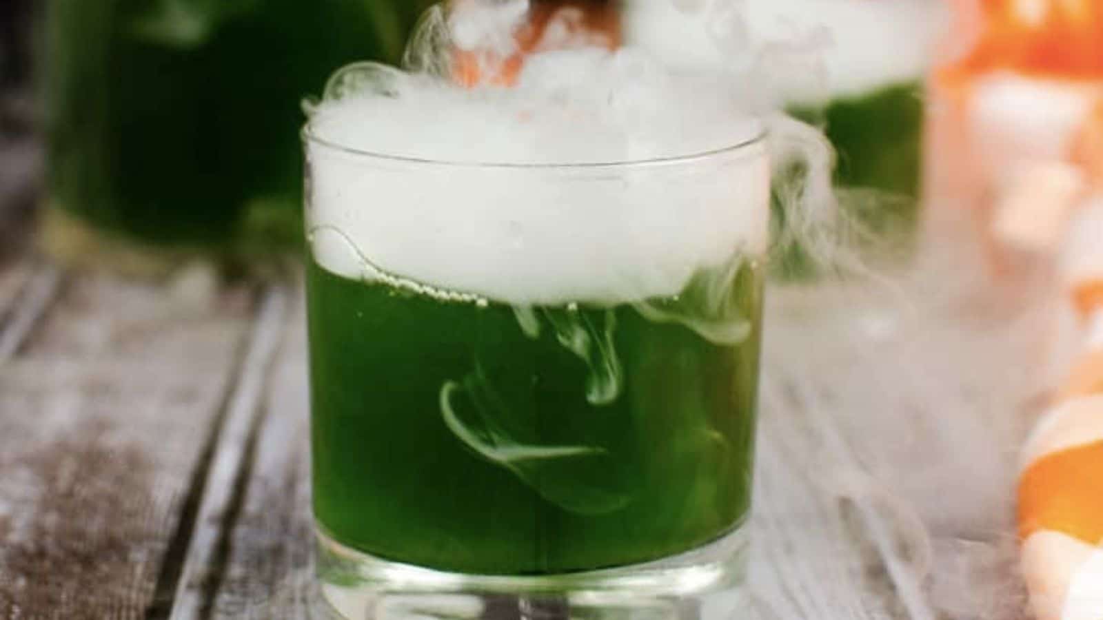 Green witches brew cocktail.