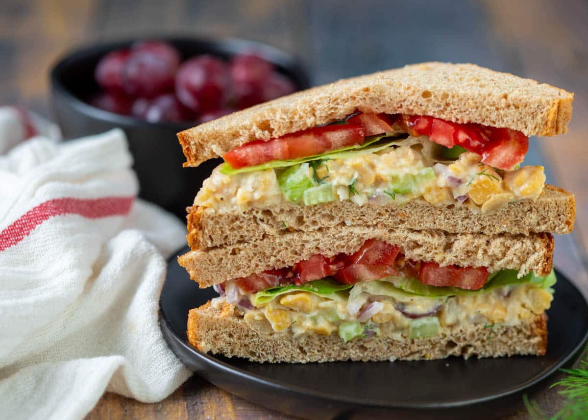 Vegan chicken salad sandwich.
