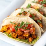 Sweet potato tacos on a serving platter.