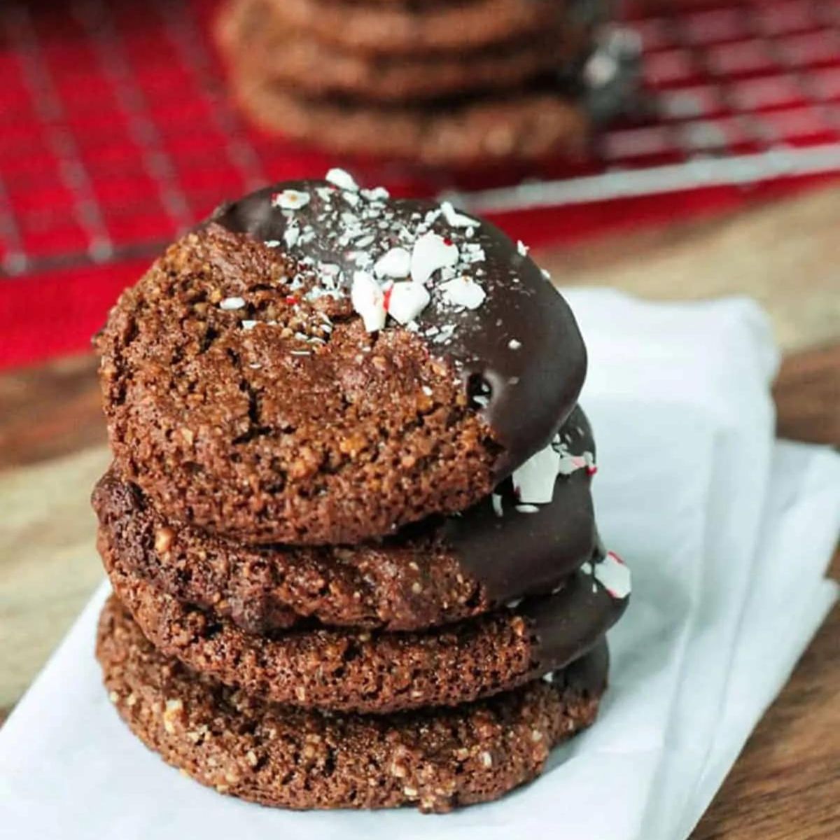 Stack of chocolate molasses cookies.