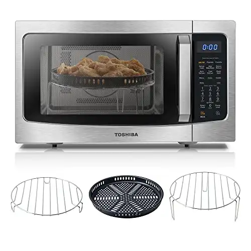 TOSHIBA 4-in-1 ML-EC42P(SS) Countertop Microwave Oven, Smart Sensor, Convection, Air Fryer Combo, Mute Function, Position Memory Turntable with 13.6" Turntable, 1.5 Cu Ft, 1000W, Silver