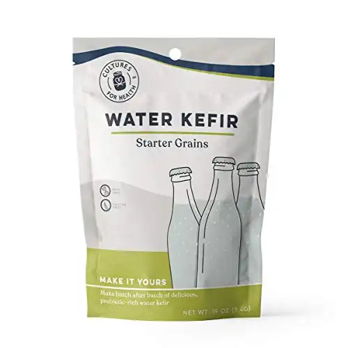 Cultures for Health Water Kefir Grains | DIY Fermented Probiotic Drink Powder for Stronger Gut Health | Heirloom Starter Makes Limitless Supply | Non-GMO Dairy Free Vegan Sparkling Water with Enzymes