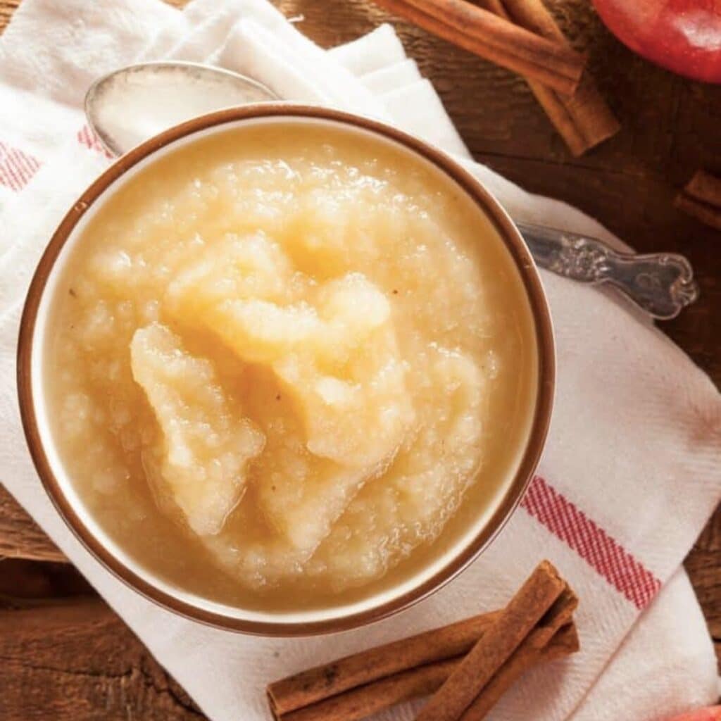 Sugar-free applesauce in a small bowl.